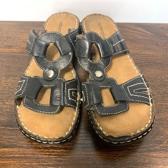 Natural soul by Naturalizer Cedric leather black slide size 8 1/2 ￼ - Picture 1 of 7